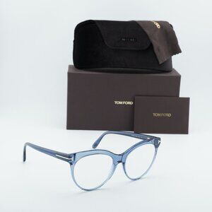 Tom Ford FT5827-B 090 Cat Eye Eyeglasses 55mm - Blue/Blue Light Block